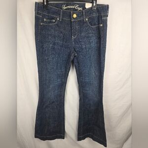 NWT American Eagle Outfitters Womens Midnight Flare Stretch Dark Blue Jean Sz 10